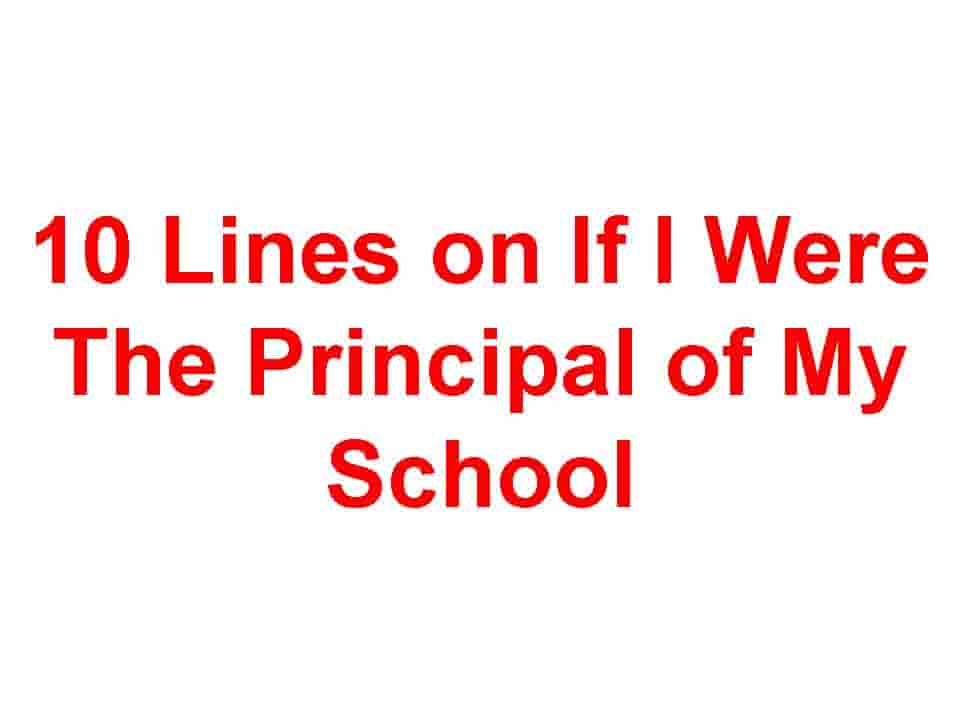 10 lines on If I Were The Principal of My School